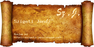 Szigeti Jenő névjegykártya